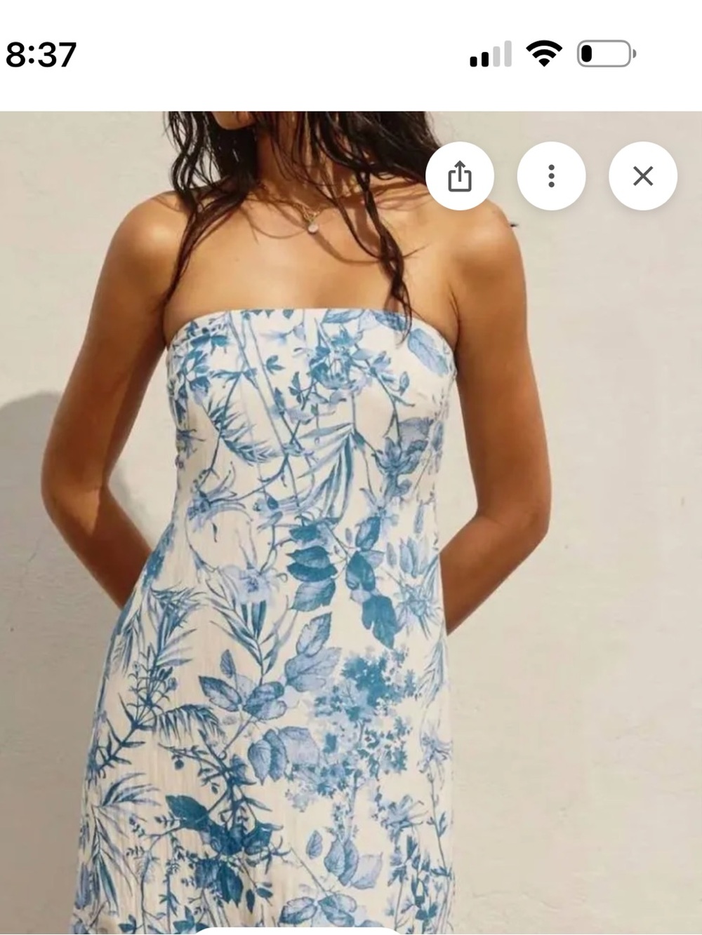 New with Tag, Dress Forum Strapless Dress with Blue Floral Print